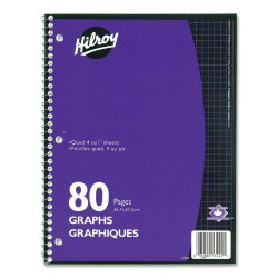 Hilroy 4:1 Executive Coil One Subject Notebook, 80 Sheets - Wire Bound - Assorted Paper
