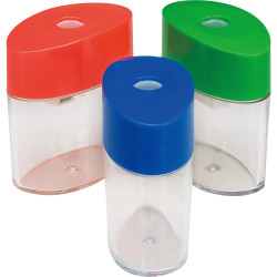 Generic Plastic Sharpeners, Handheld - 1 Hole(s) - Plastic w/waste container - Assorted